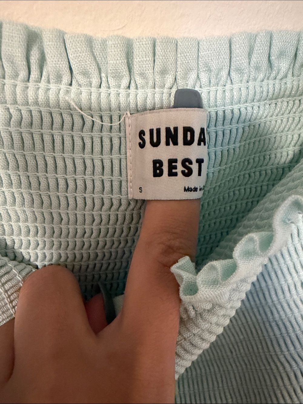 Sunday Best Light Mint Smocked Puff Sleeve Mini Dress - Picture 3 of 5